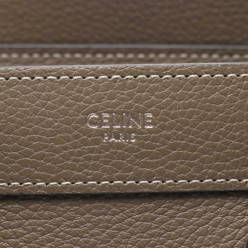 CELINE Luggage Nano Shopper 2Way 單肩手提包 皮革 灰色 二手 女士-3