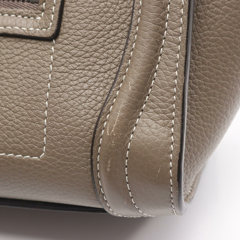 CELINE Luggage Nano Shopper 2Way 單肩手提包 皮革 灰色 二手 女士-8