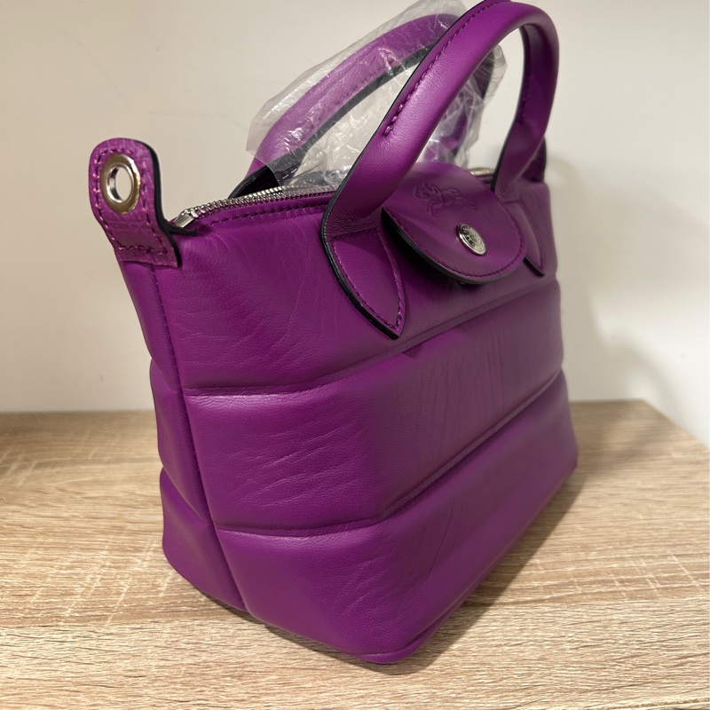 Longchamp 紫牛皮xtra xs水餃包-1