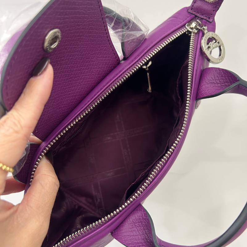 Longchamp 紫牛皮xtra xs水餃包-4
