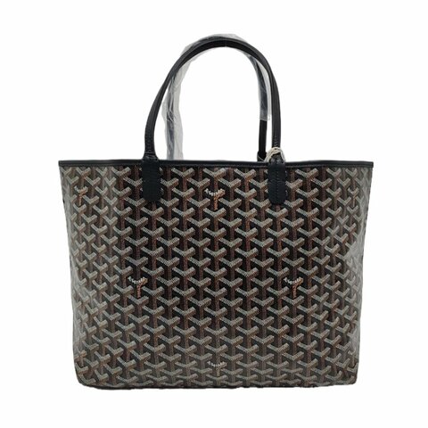 GOYARD Saint Louis小號黑色塗層帆布印花手提包單肩包 銀色五金 子袋