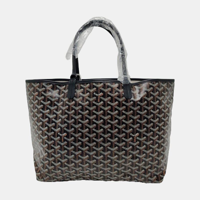 GOYARD Saint Louis小號黑色塗層帆布印花手提包單肩包 銀色五金 子袋-4