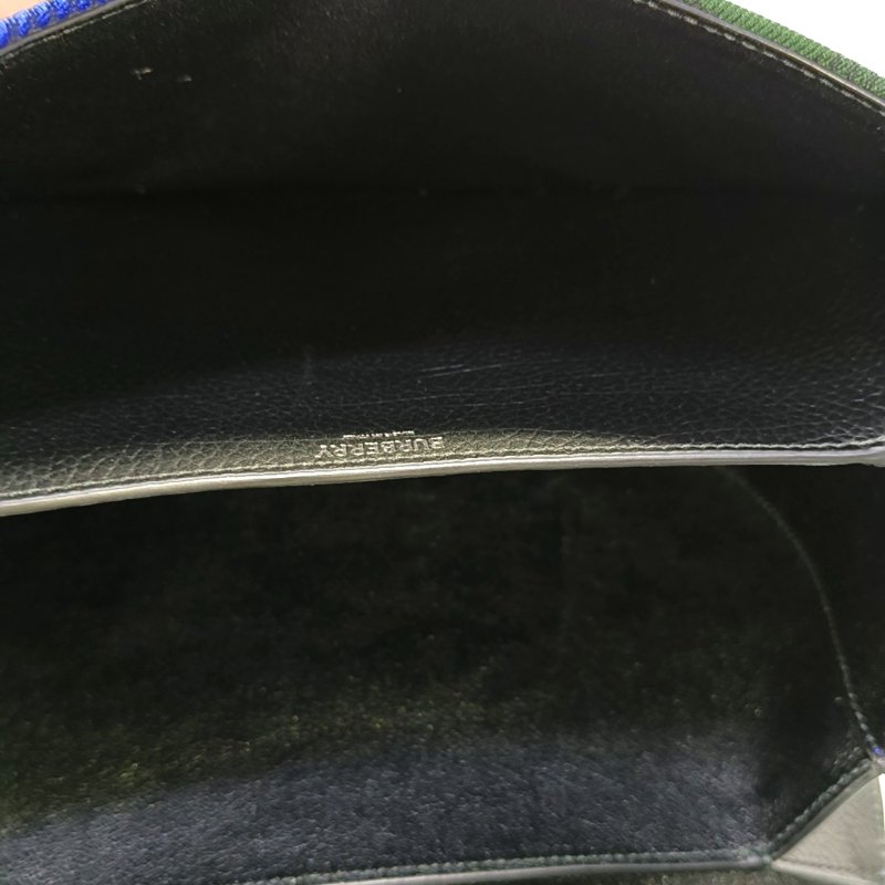 BURBERRY 中號藍色織物單肩包 銀色五金-6