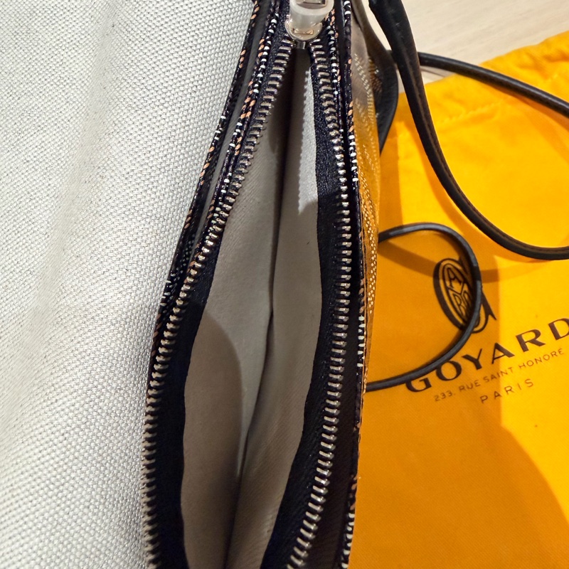 GOYARD Plumet Pocket 翻蓋斜背信封包 黑色-11
