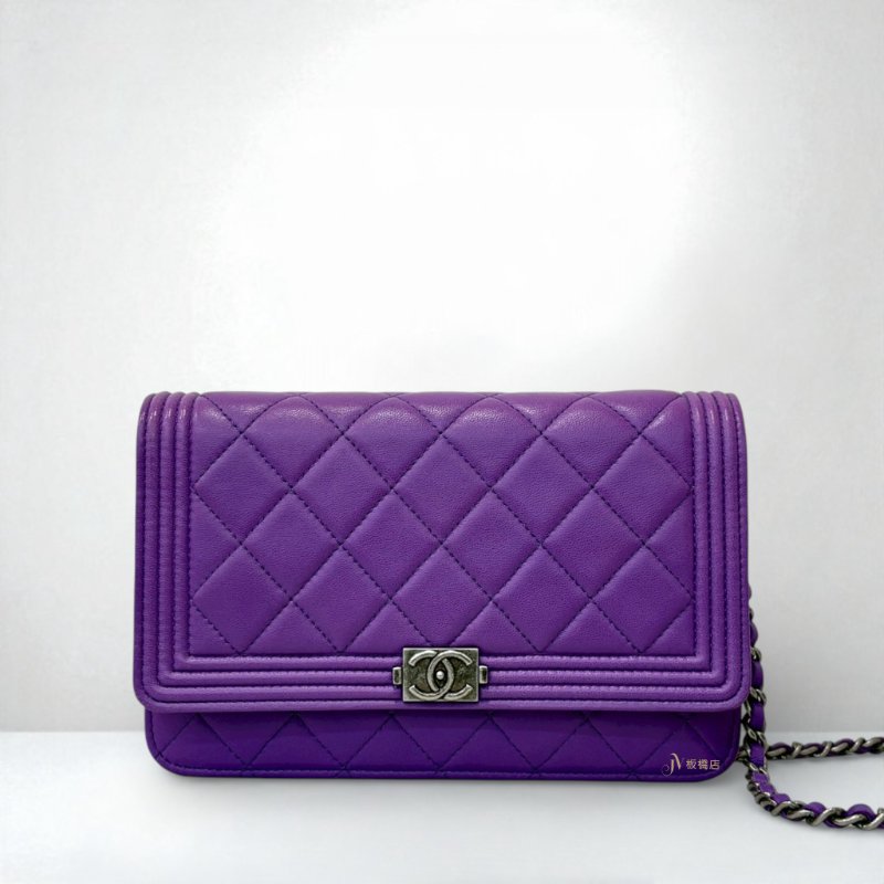 CHANEL包包紫色羊皮銀釦 BOY WOC AP1117-0