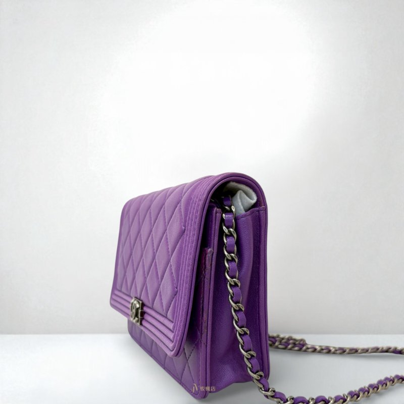 CHANEL包包紫色羊皮銀釦 BOY WOC AP1117-1