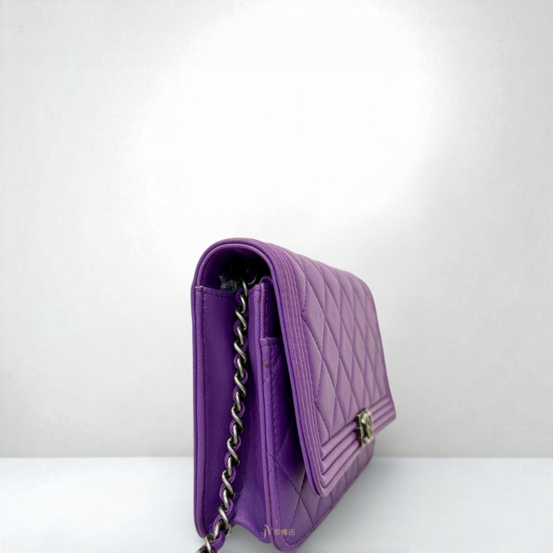 CHANEL包包紫色羊皮銀釦 BOY WOC AP1117-2
