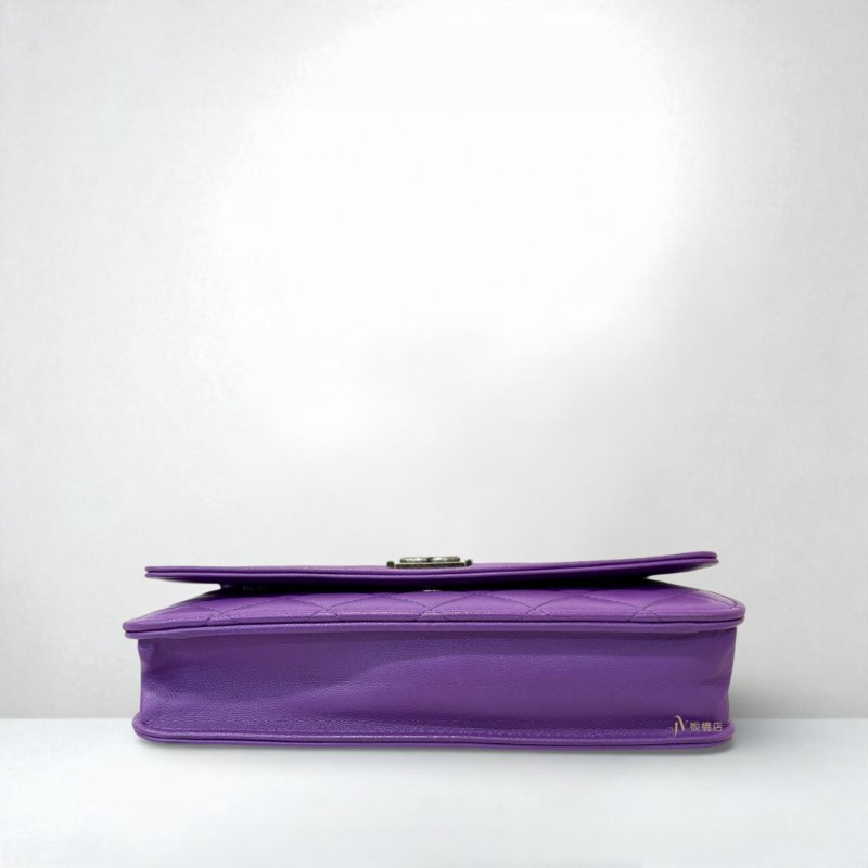 CHANEL包包紫色羊皮銀釦 BOY WOC AP1117-4