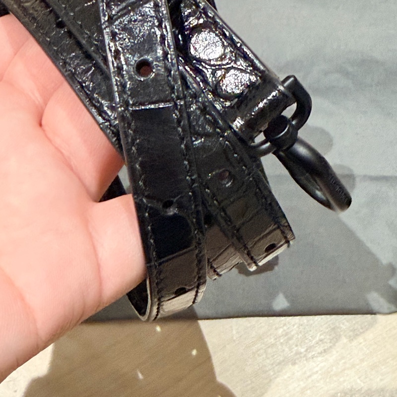 BALENCIAGA Hourglass 沙漏包 S碼 鱷魚壓紋|黑色|磨砂黑金屬-11