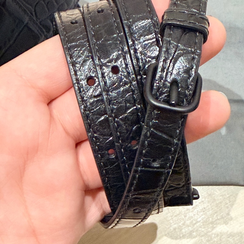 BALENCIAGA Hourglass 沙漏包 S碼 鱷魚壓紋|黑色|磨砂黑金屬-12