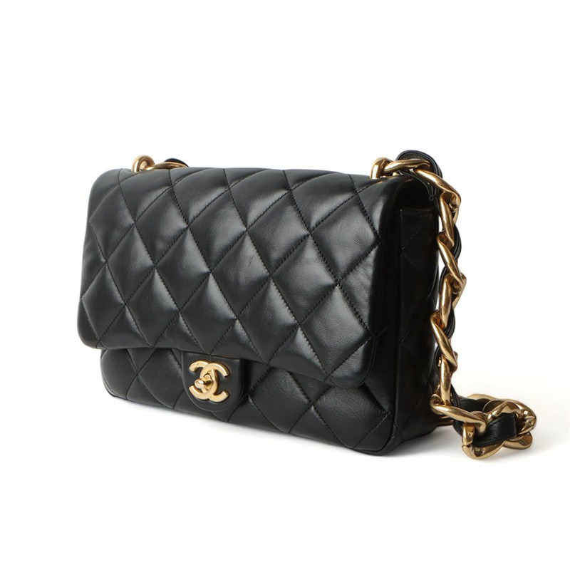 【包稅】CHANEL 大翻蓋包 羊皮 金金屬 黑色 32027-1