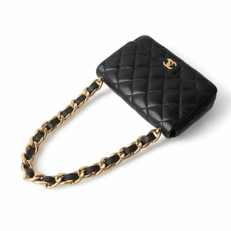 【包稅】CHANEL 大翻蓋包 羊皮 金金屬 黑色 32027-3