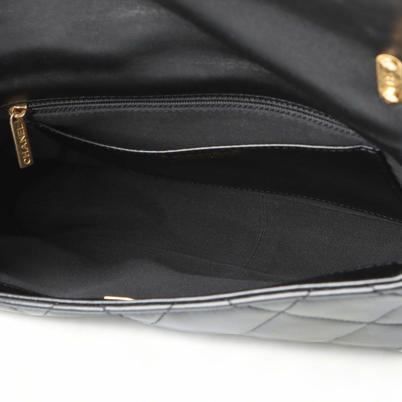 【包稅】CHANEL 大翻蓋包 羊皮 金金屬 黑色 32027-6