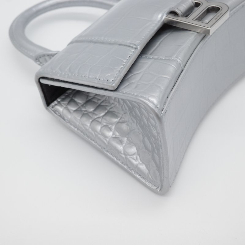 Balenciaga 巴黎世家 Hourglass XS 小號 銀色牛皮 手提包 斜挎包 單肩包-8