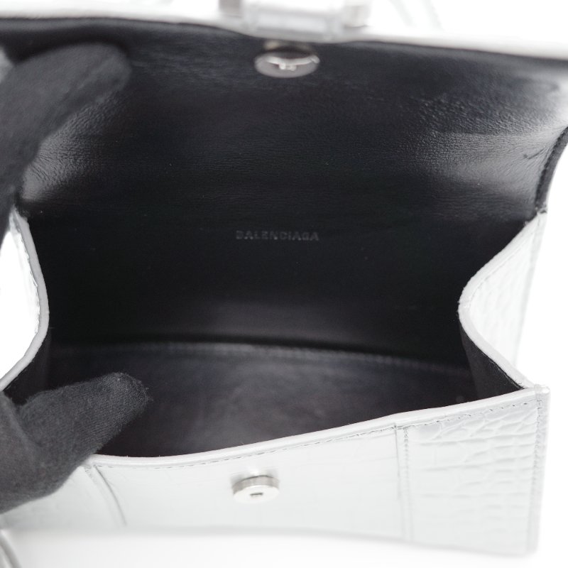Balenciaga 巴黎世家 Hourglass XS 小號 銀色牛皮 手提包 斜挎包 單肩包-11