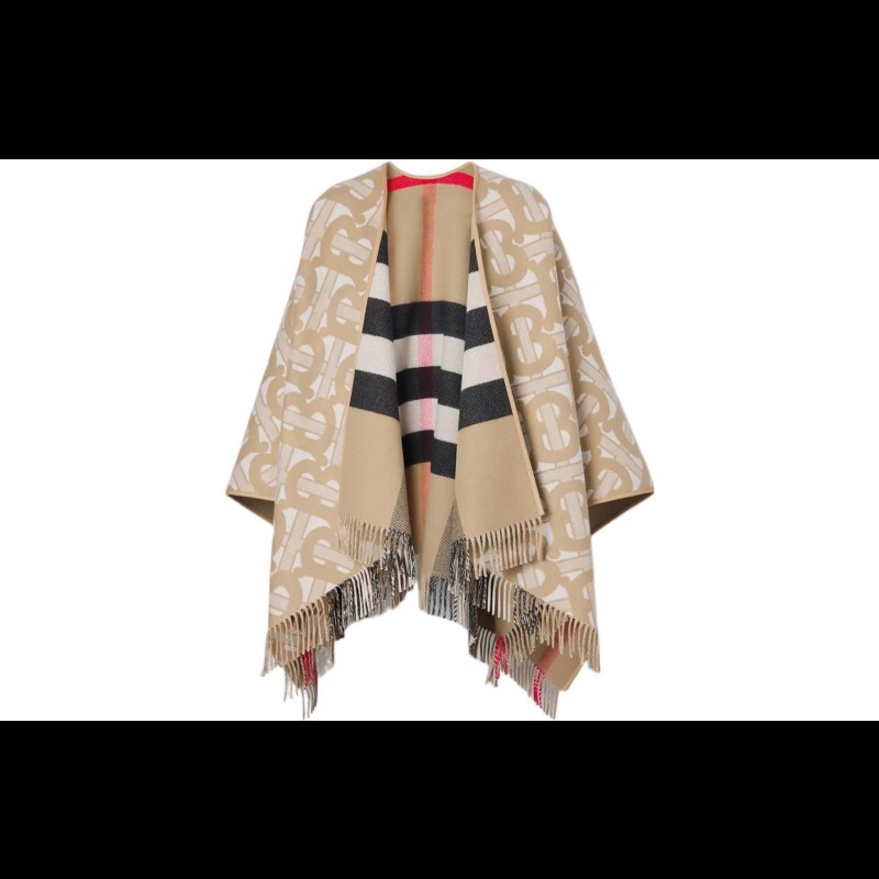 BURBERRY TB HALF MEGA CAPE 女士羊毛斗篷 雙面設計 均碼-0