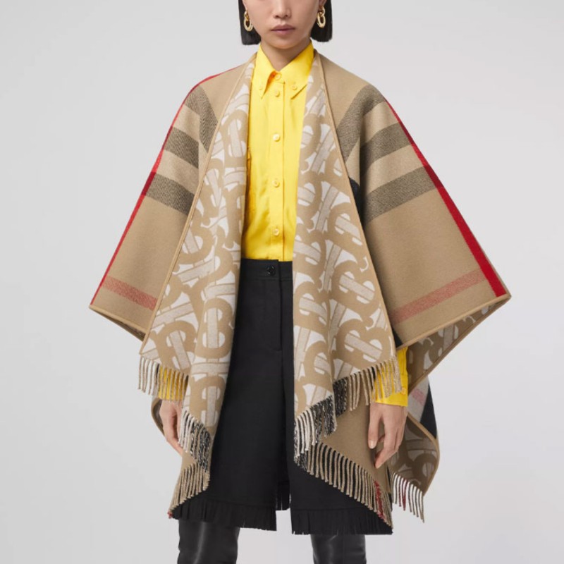 BURBERRY TB HALF MEGA CAPE 女士羊毛斗篷 雙面設計 均碼-6