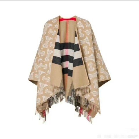 BURBERRY TB HALF MEGA CAPE 女士羊毛斗篷 雙面設計 均碼