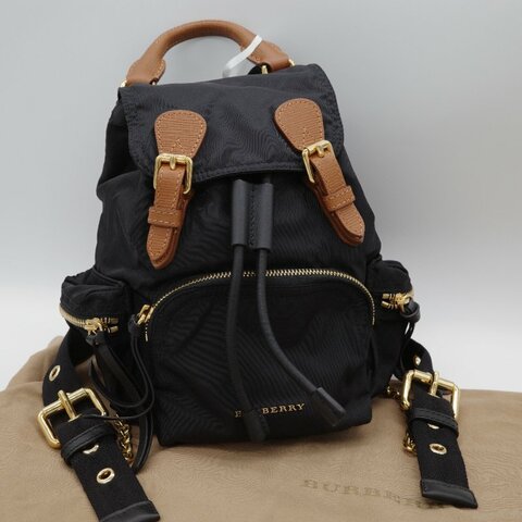 Burberry 博柏利 The Rucksack 黑色 尼龍拼接 皮革 小號 書包 雙肩包 後背包