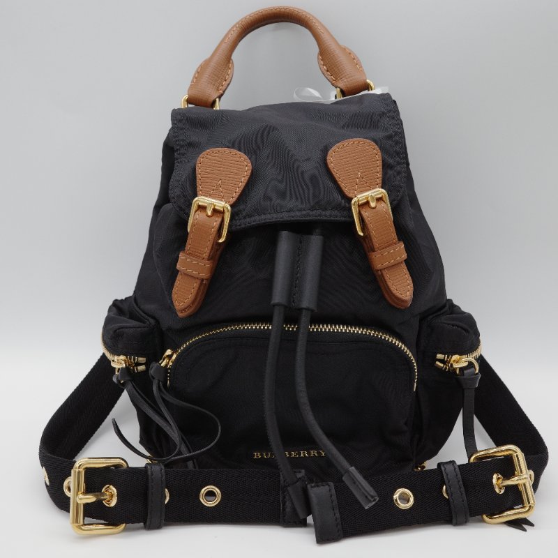 Burberry 博柏利 The Rucksack 黑色 尼龍拼接 皮革 小號 書包 雙肩包 後背包-1
