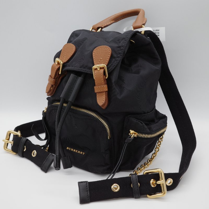 Burberry 博柏利 The Rucksack 黑色 尼龍拼接 皮革 小號 書包 雙肩包 後背包-2