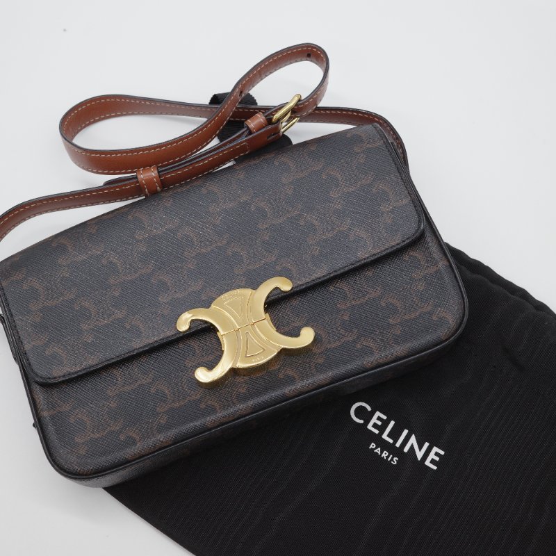 Celine 思琳 Ava  經典花紋 棕色 塗層帆布 經典花紋 腋下包 單肩包-0