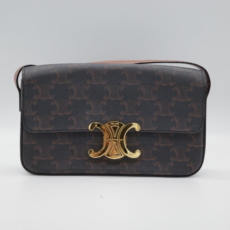 Celine 思琳 Ava  經典花紋 棕色 塗層帆布 經典花紋 腋下包 單肩包-1
