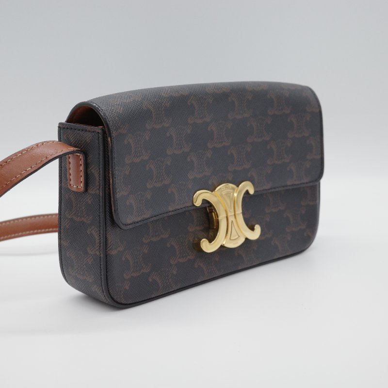 Celine 思琳 Ava  經典花紋 棕色 塗層帆布 經典花紋 腋下包 單肩包-4