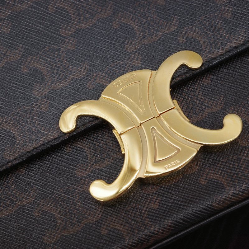 Celine 思琳 Ava  經典花紋 棕色 塗層帆布 經典花紋 腋下包 單肩包-6