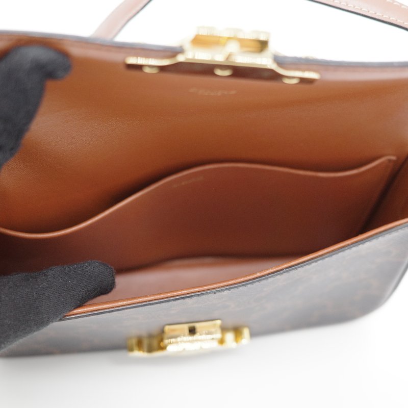 Celine 思琳 Ava  經典花紋 棕色 塗層帆布 經典花紋 腋下包 單肩包-9