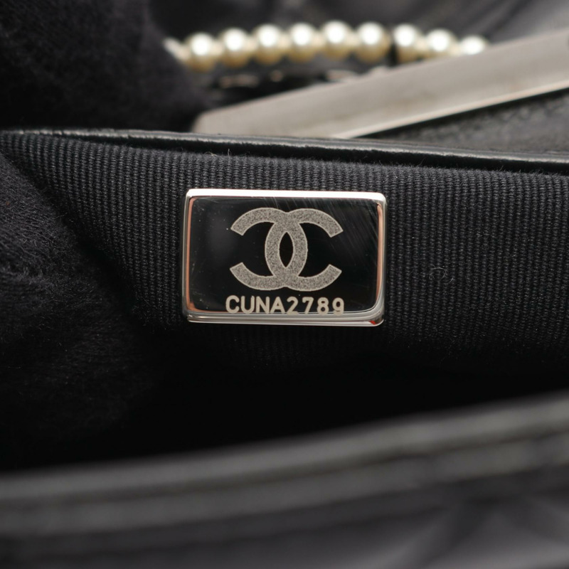 香奈兒威斯敏斯特絎縫鏈條肩背包，人造珍珠羊皮，黑色-4