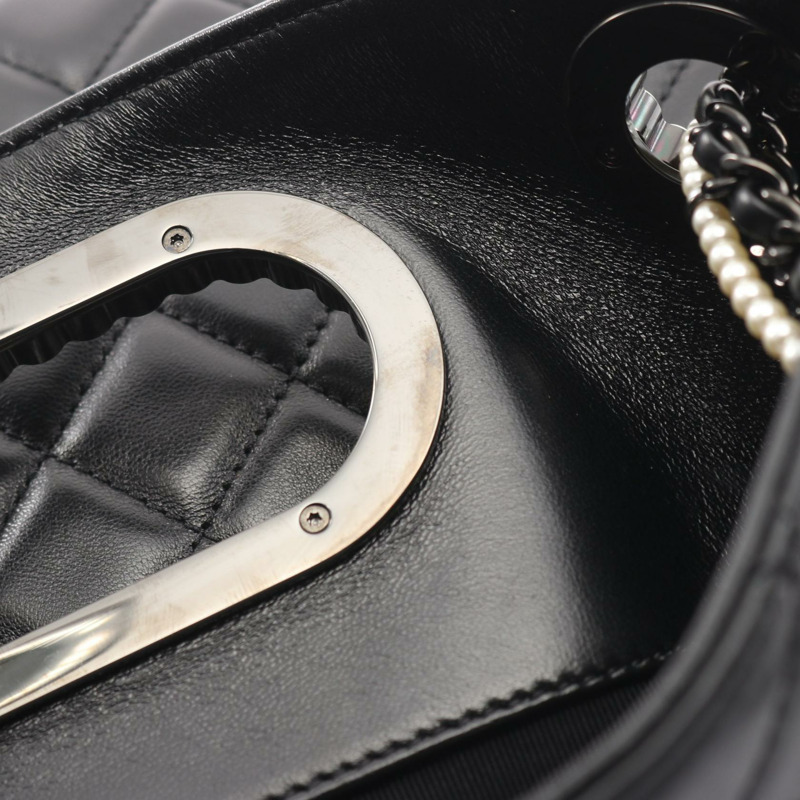 香奈兒威斯敏斯特絎縫鏈條肩背包，人造珍珠羊皮，黑色-5