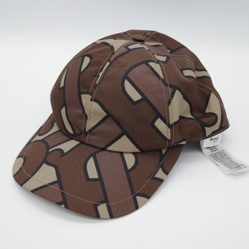 Burberry 博柏利 TB 滿版字母 棕色花紋 尼龍 棒球帽 帽子-0