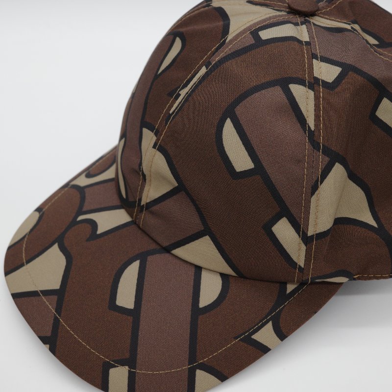 Burberry 博柏利 TB 滿版字母 棕色花紋 尼龍 棒球帽 帽子-4