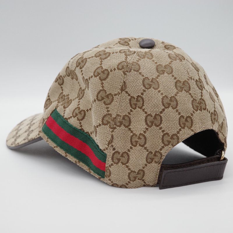 Gucci 古馳 GG 經典花紋 經典烏木色 紅綠條紋 帆布 棒球帽 帽子-2
