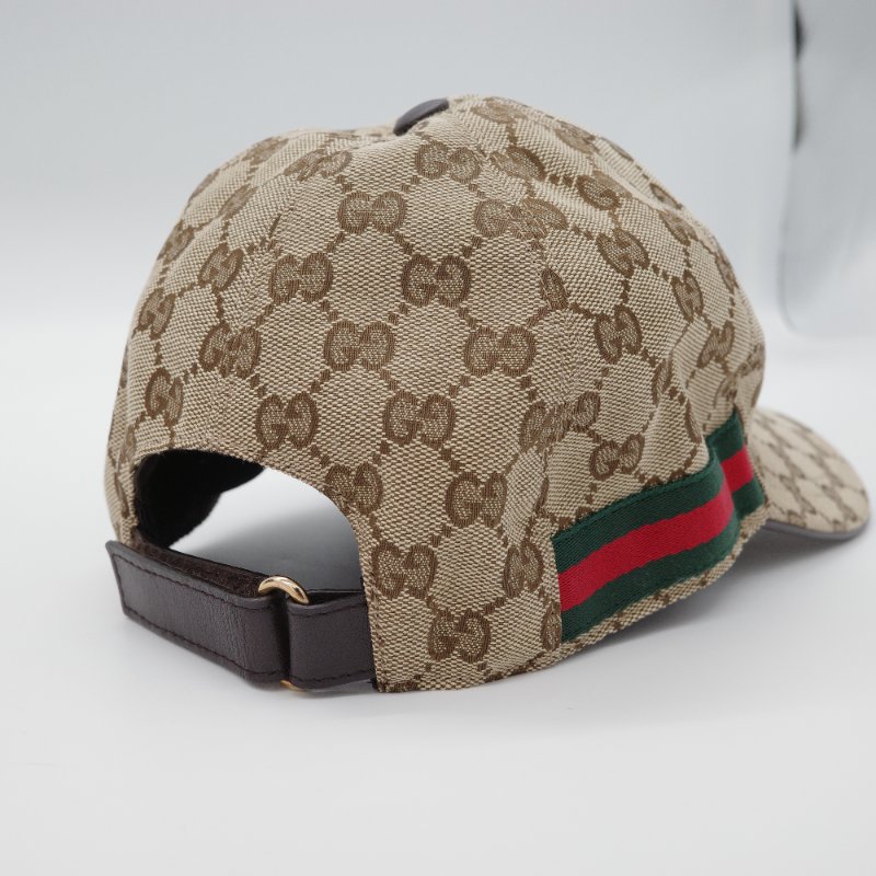 Gucci 古馳 GG 經典花紋 經典烏木色 紅綠條紋 帆布 棒球帽 帽子-3