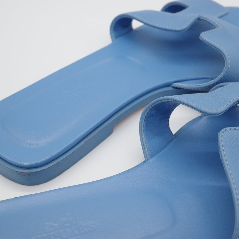 Hermès 愛馬仕 H 拖鞋 Oran涼鞋 水藍色 寶寶藍  牛皮 平底涼鞋 平底拖鞋-7