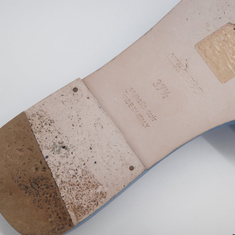 Hermès 愛馬仕 H 拖鞋 Oran涼鞋 水藍色 寶寶藍  牛皮 平底涼鞋 平底拖鞋-9