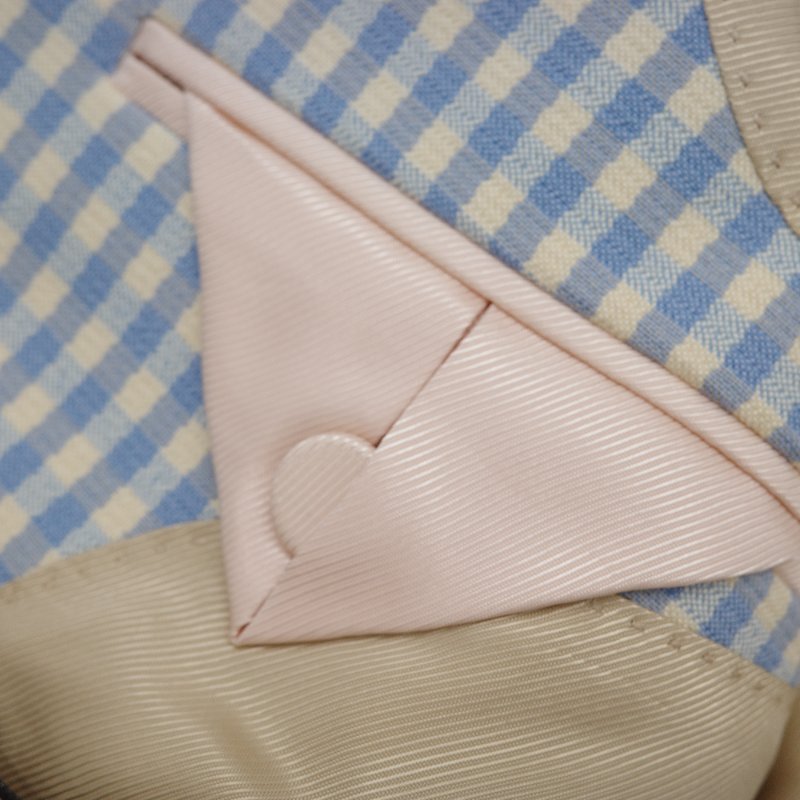 Gucci 古馳 Pineapple 鳳梨刺繡藍白格紋 羊毛混紡 西裝外套-8