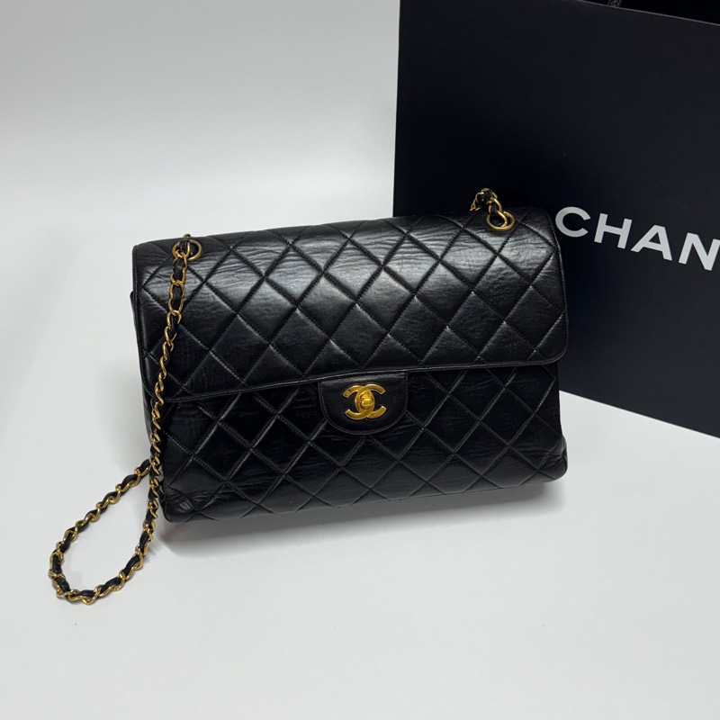 【雙面CF】 Chanel CF30 Jumbo 黑金羊皮 專櫃396,500-1