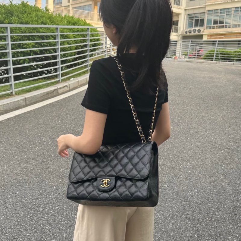 【雙面CF】 Chanel CF30 Jumbo 黑金羊皮 專櫃396,500-22
