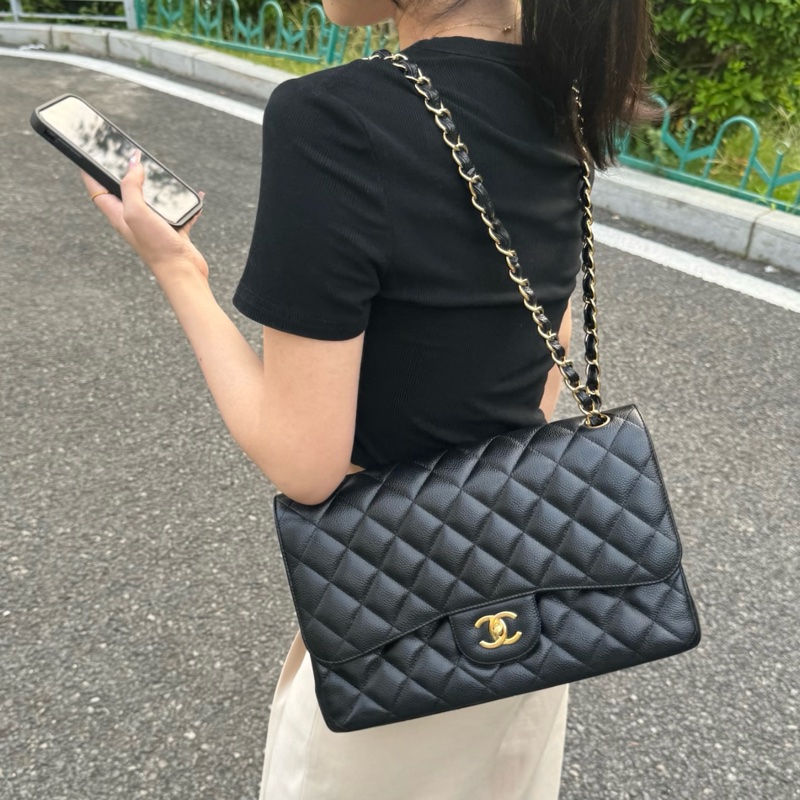 【雙面CF】 Chanel CF30 Jumbo 黑金羊皮 專櫃396,500-23