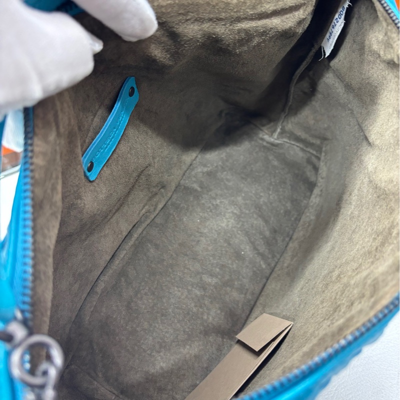 【保存品】BV 油畫藍編織飯盒Hobo 單肩包手提包-8