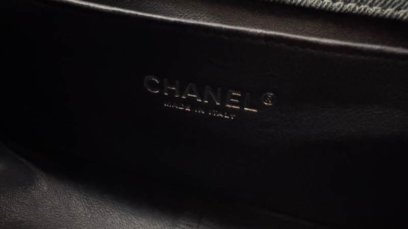 香奈兒CHANEL BOY 25cm牛仔單寧黃金中號尺寸菱格紋復古銀釦斜背包-9