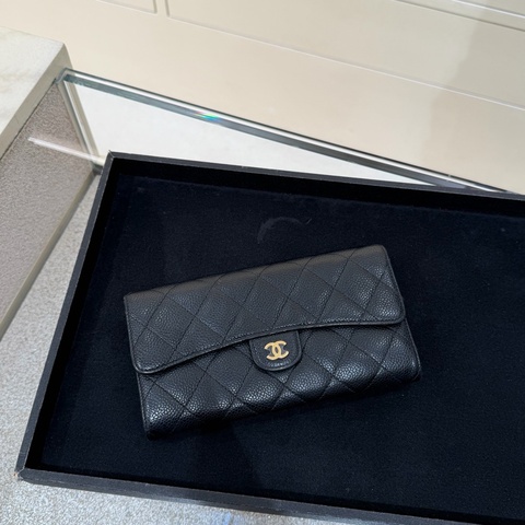 Chanel • 經典金釦荔枝牛皮翻蓋長夾 （2026.1.12專櫃維修證明）