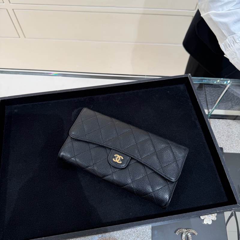 Chanel • 經典金釦荔枝牛皮翻蓋長夾 （2026.1.12專櫃維修證明）-1