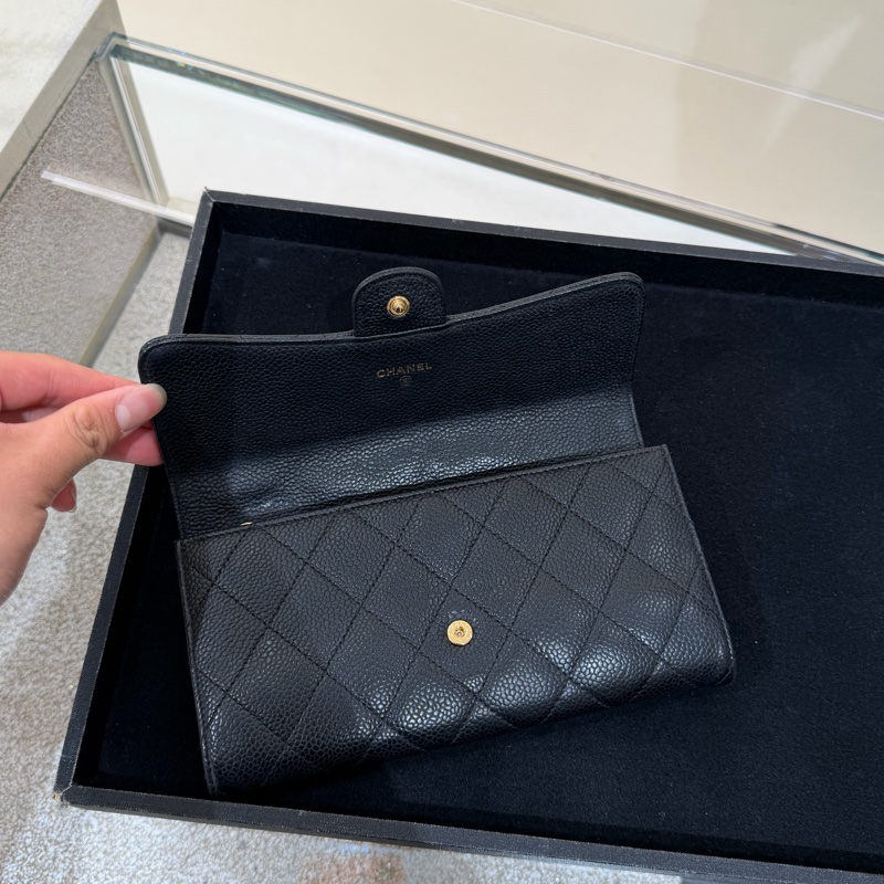 Chanel • 經典金釦荔枝牛皮翻蓋長夾 （2026.1.12專櫃維修證明）-3