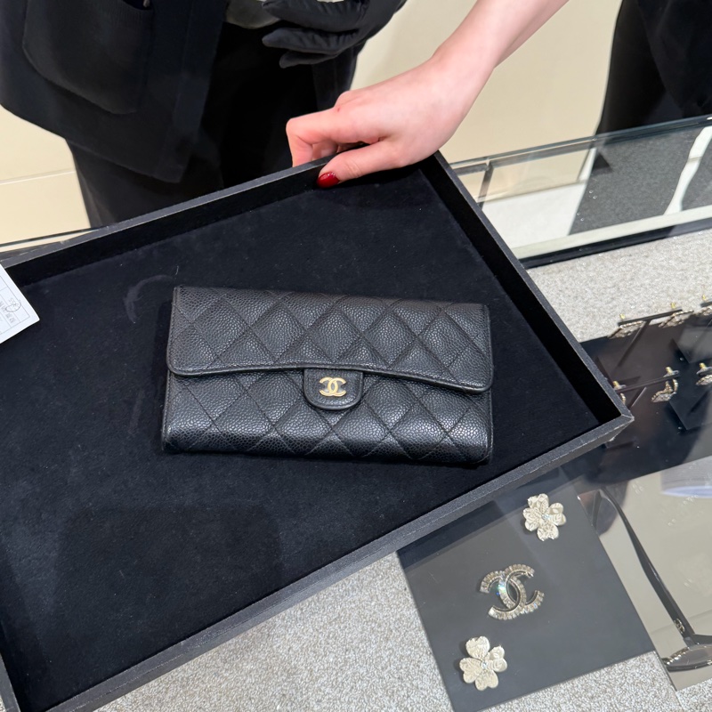 Chanel • 經典金釦荔枝牛皮翻蓋長夾 （2026.1.12專櫃維修證明）-9