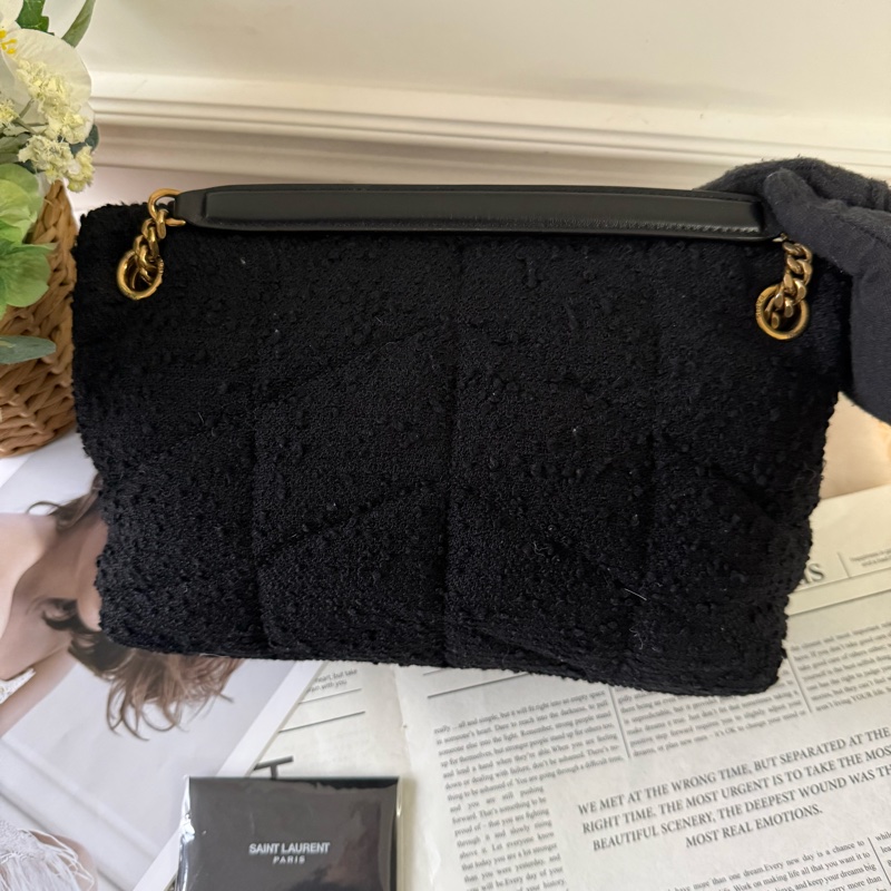 Puffer V紋金字毛呢小款二用包(黑色)-3