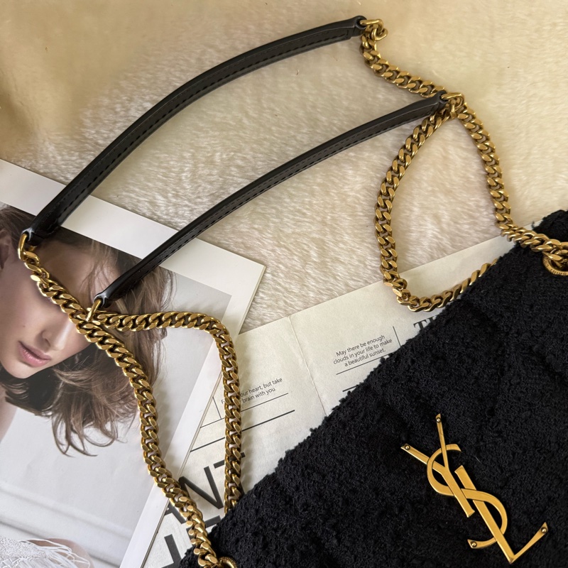 Puffer V紋金字毛呢小款二用包(黑色)-8